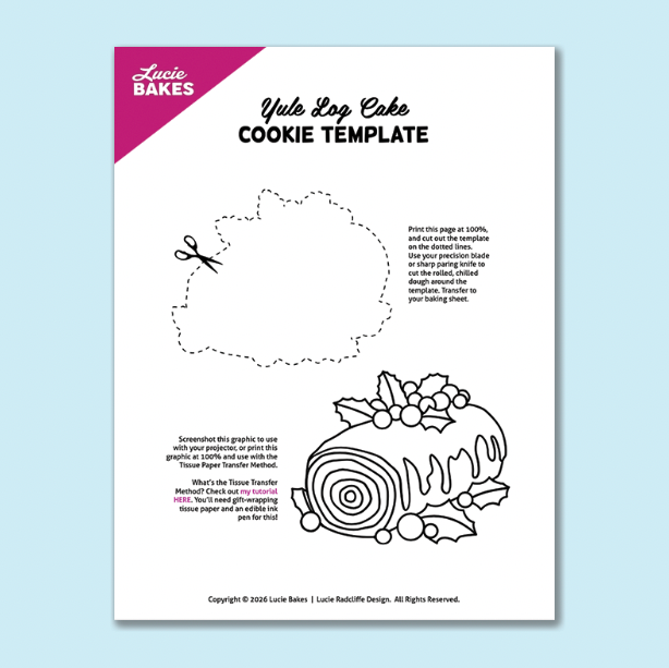 Yule Log Cake -- Printable Cutter & Stamp Template
