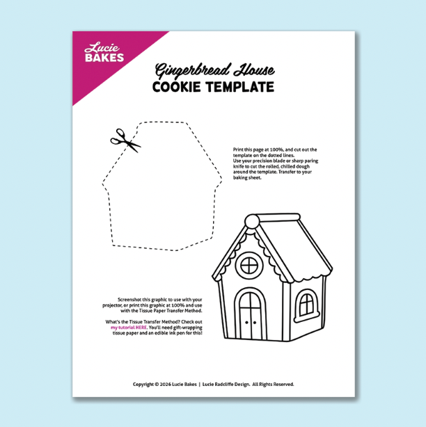 Gingerbread House Cookie -- Printable Cutter & Stamp Template