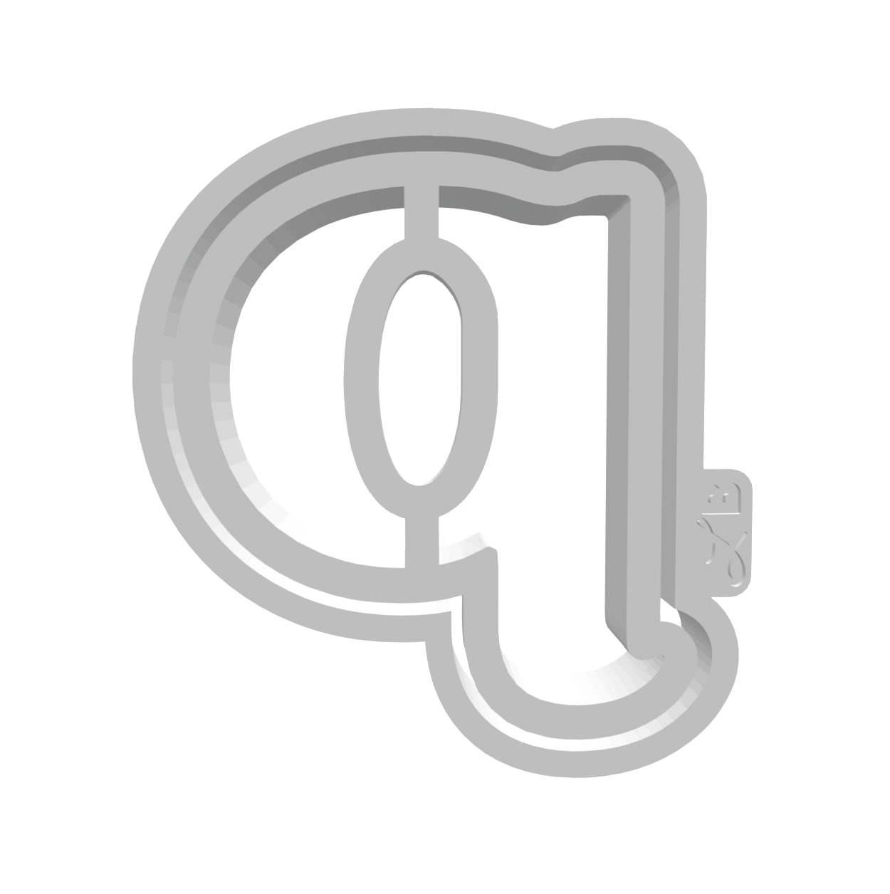 q (Lowercase, Includes 2 Cutters + Dough Pusher)-- STL FILES