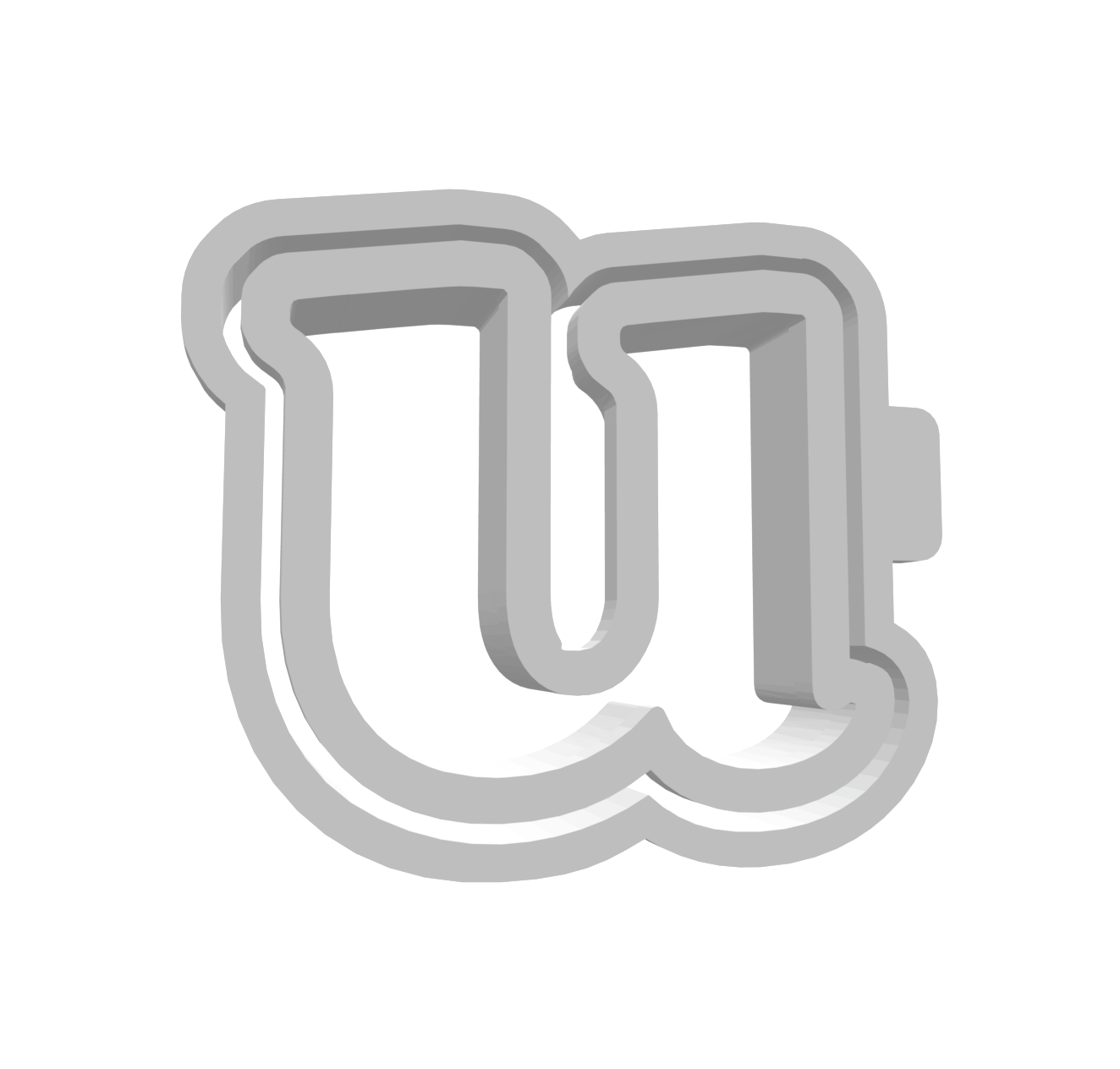 u (Lowercase, Includes 2 Cutters + Dough Pusher)-- STL FILES