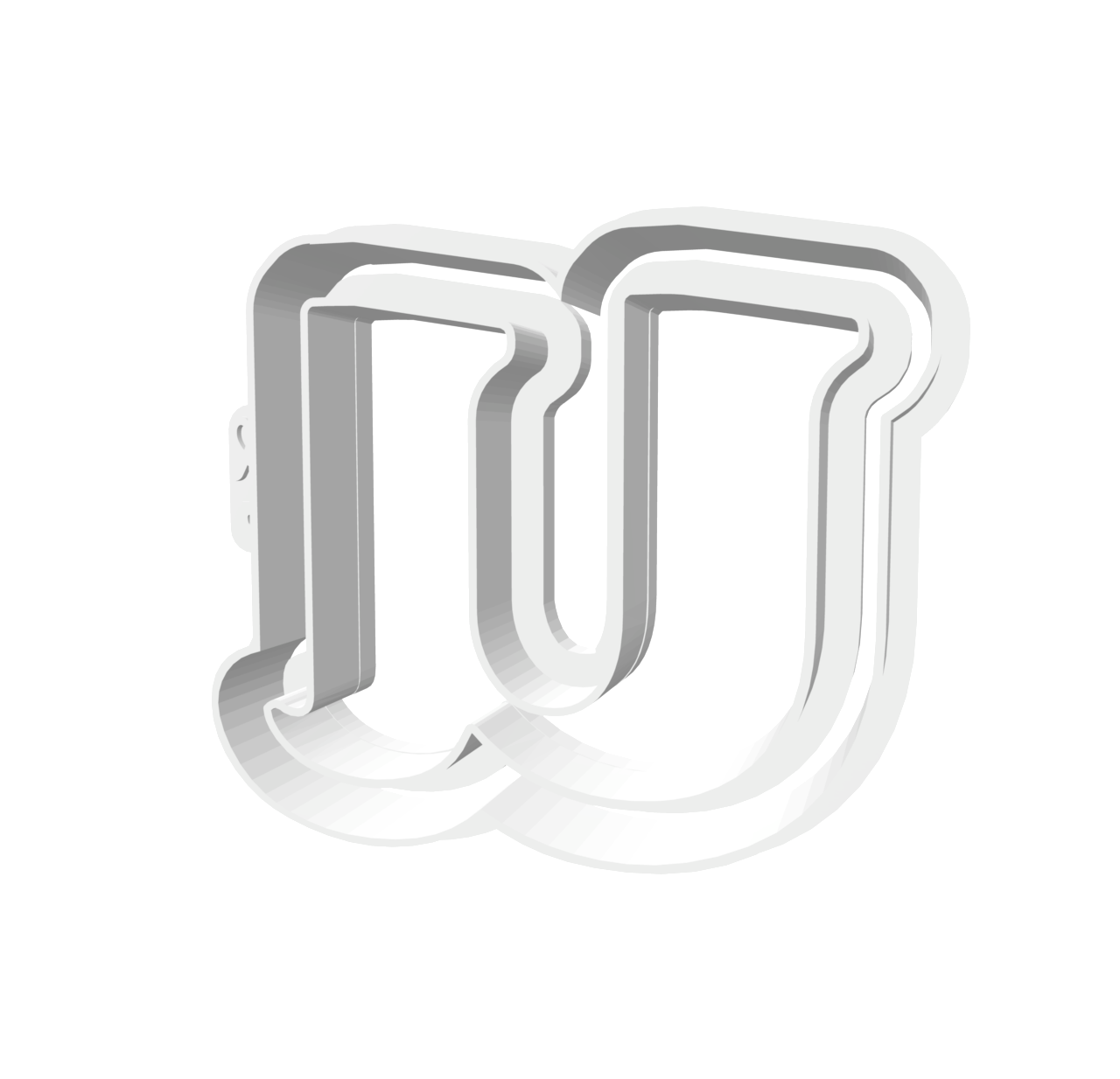 u (Lowercase, Includes 2 Cutters + Dough Pusher)-- STL FILES