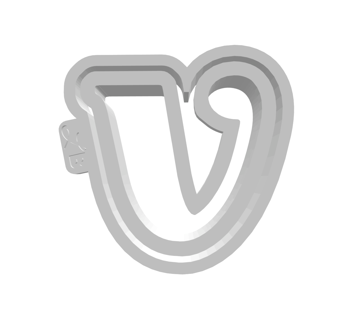 v (Lowercase, Includes 2 Cutters + Dough Pusher)-- STL FILES