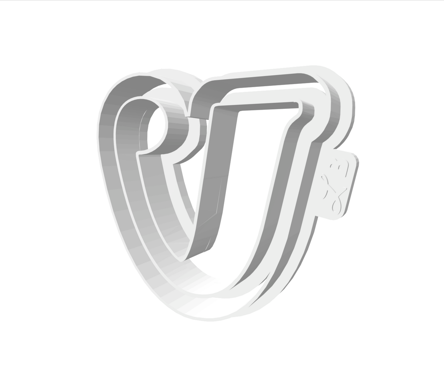 v (Lowercase, Includes 2 Cutters + Dough Pusher)-- STL FILES