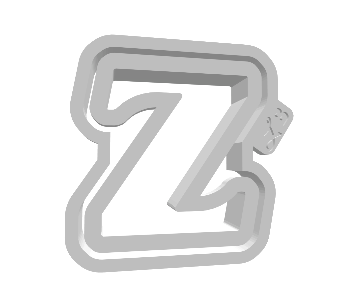z (Lowercase, Includes 2 Cutters + Dough Pusher)-- STL FILES