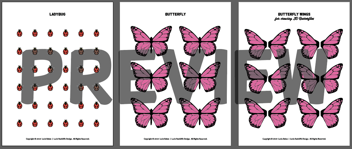 Summer Bugs - Royal Icing Transfer Template