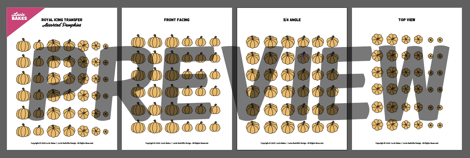 Assorted Pumpkins - Royal Icing Transfer Template