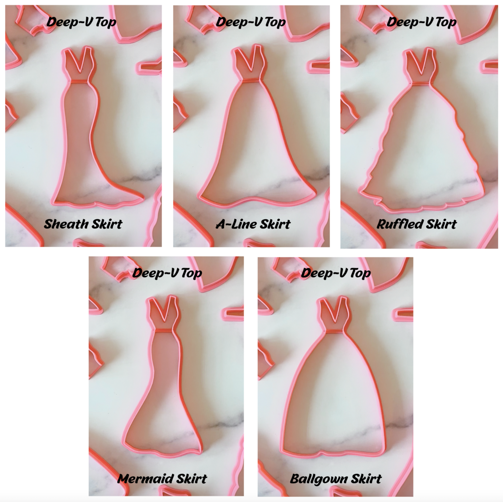 Mix N' Match Bridal Gown Cookie Cutters
