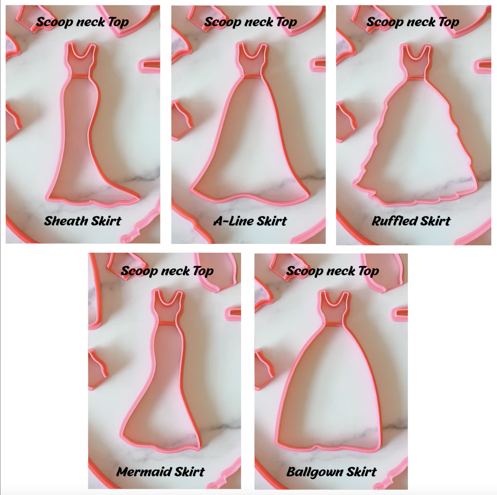 Mix N' Match Bridal Gown Cookie Cutters