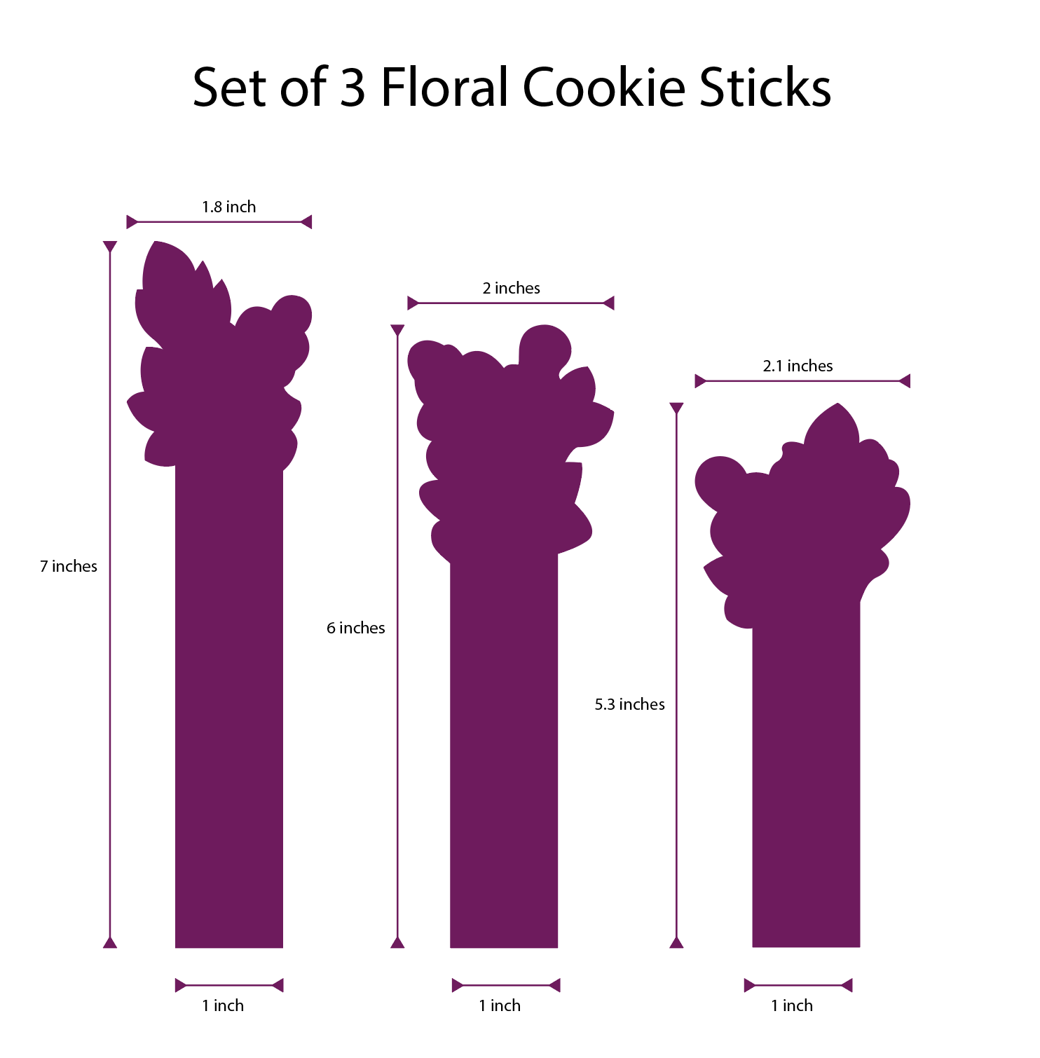 Floral Cookie Stick - Set of 3 Cutters