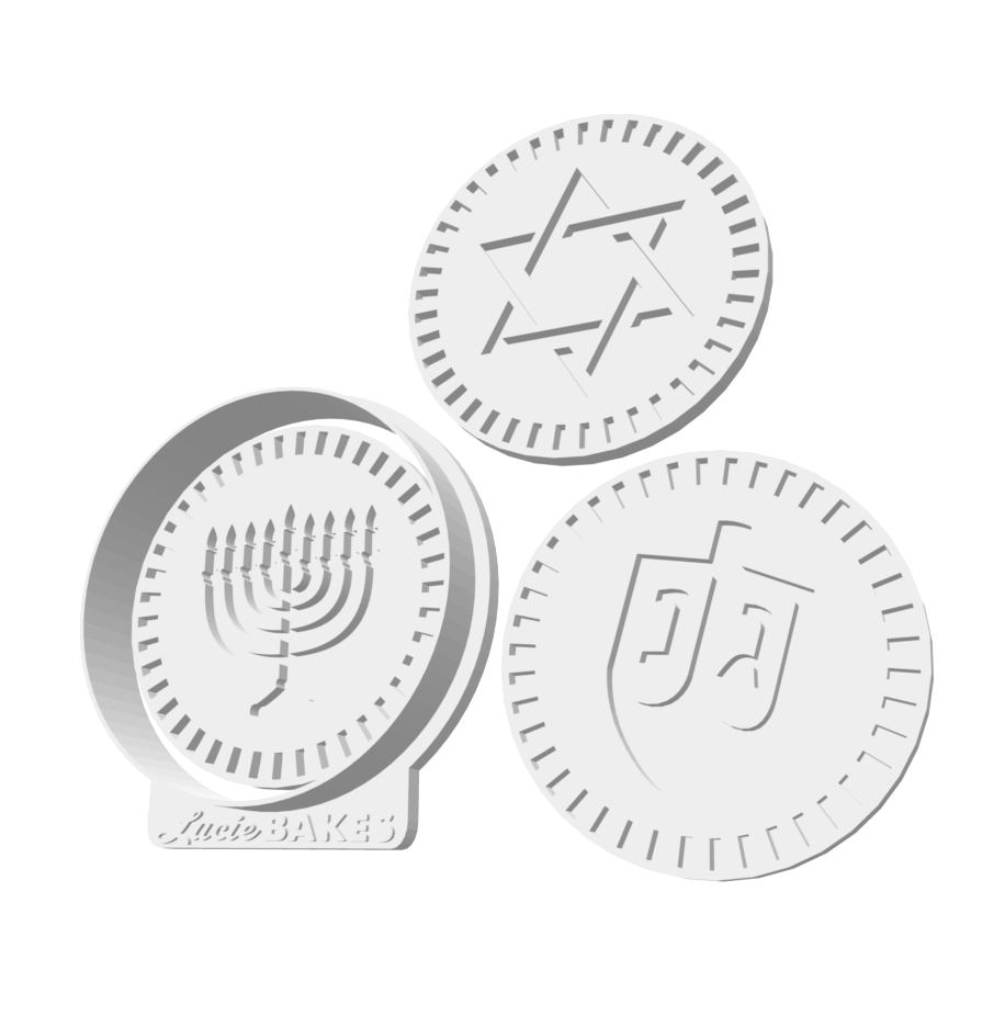 Hanukkah Gelt Cutter & Stamp Set -- STL FILE