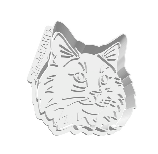Longhair Cat Portrait Cutter & Stamp -- STL FILE