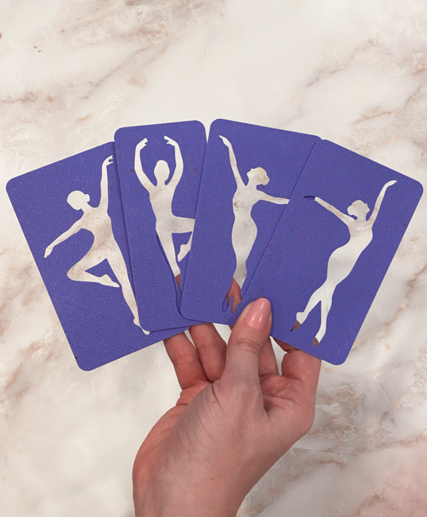 Set of 4 - Ballerina Royal Icing Transfer Stencils