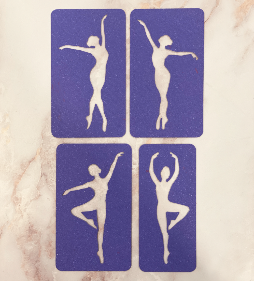 Set of 4 - Ballerina Royal Icing Transfer Stencils