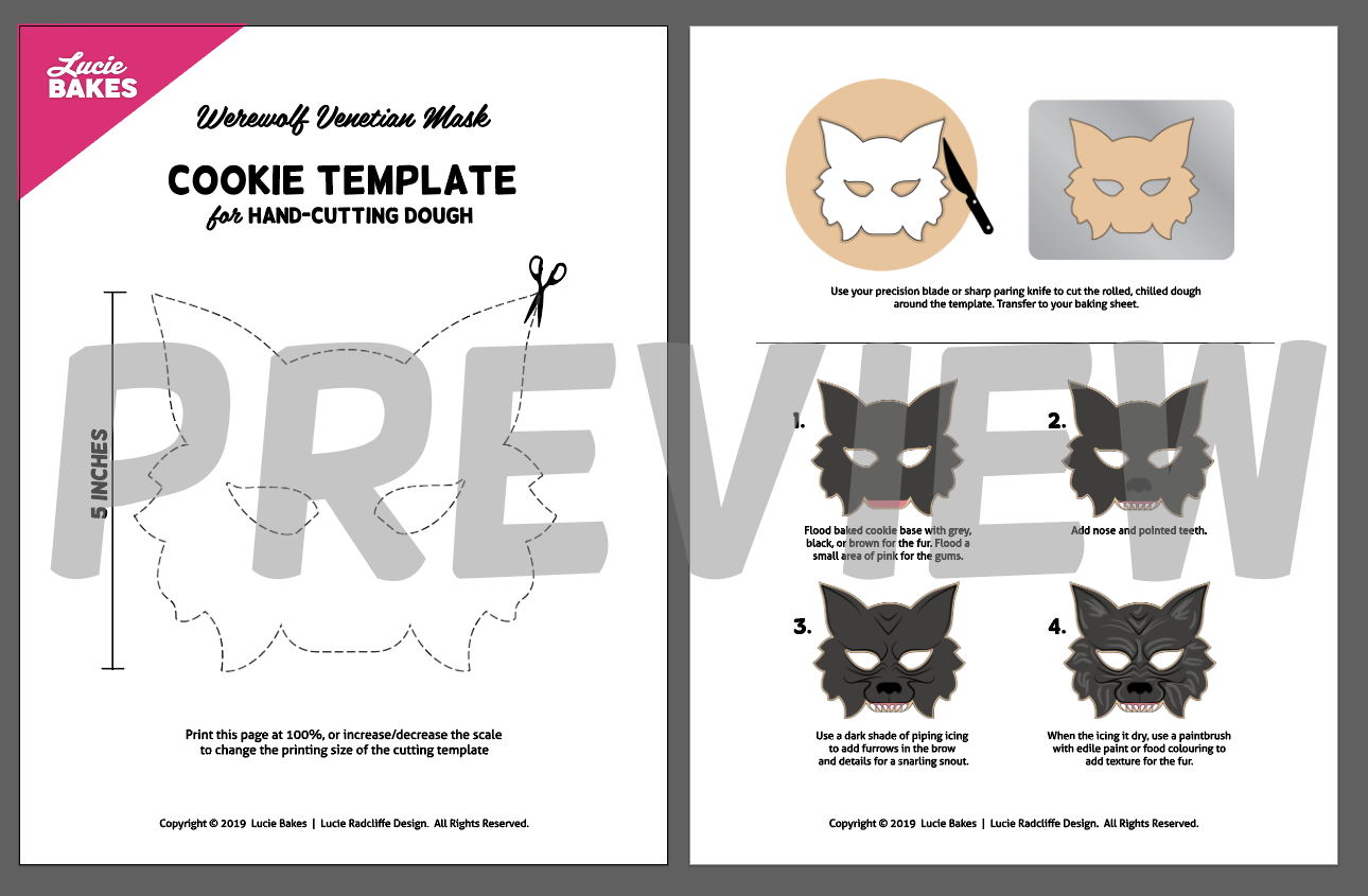 Werewolf Venetian Mask - Digital Template & Tutorial